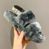 Cozy Soft Plush Fleece Open Toe Ticken Slingback Slides Indoor Outdoor House Winter Warm Slippers