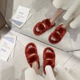 Cozy Soft Plush Fleece Open Toe Ticken Slingback Slides Indoor Outdoor House Winter Warm Slippers