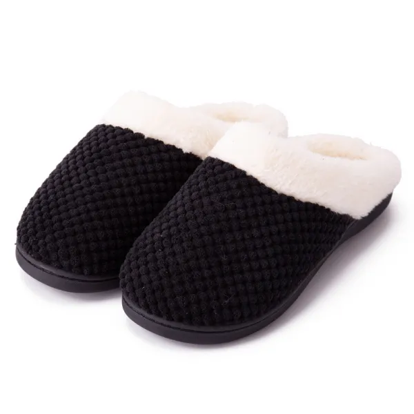 Couples Cozy Soft Plush Fleece Memory Cotton Fluffy Slides Indoor House Winter Warm Slippers