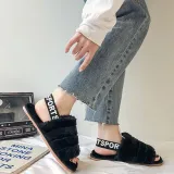 Cozy Soft Plush Fleece Open Toe Ticken Slingback Slides Indoor Outdoor House Winter Warm Slippers