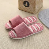 Couples Cozy Soft Solid Color Memory Foam Cotton Open Toe Slides Indoor House Winter Warm Home Slippers
