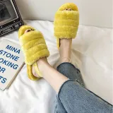 Cozy Soft Plush Fleece Open Toe Ticken Slingback Slides Indoor Outdoor House Winter Warm Slippers