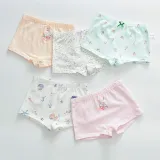 Kid Girls 5 Packs Print Swan Elephant Boxer Briefs Cotton Underwear