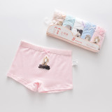 Kid Girls 5 Packs Print Little Girl Boxer Briefs Cotton Cartoon Underwear