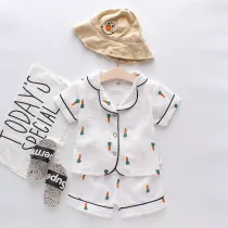 Toddler Kids Girl Prints Carrots Summer Short Pajamas Cotton Sleepwear Set