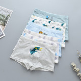 Kid Boys 5 Packs Prints Dinosaurs Crocodiles Boxer Briefs Cotton Underwear