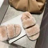 Cozy Soft Plush Fleece Open Toe Ticken Slingback Slides Indoor Outdoor House Winter Warm Slippers