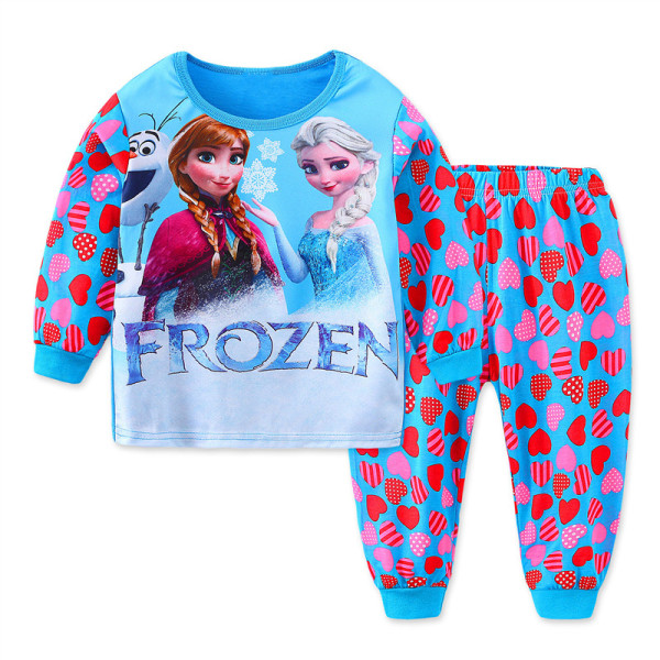Toddler Girl Print Frozen Alsa and Ana Hearts Pajamas Sleepwear Long Sleeve Tee & Leggings 2 Pieces Sets