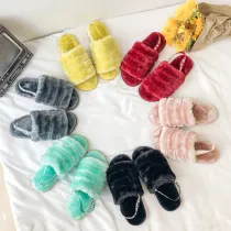 Cozy Soft Plush Fleece Open Toe Ticken Slingback Slides Indoor Outdoor House Winter Warm Slippers