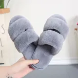 Cozy Soft Plush Fleece Two Belts Open Toe Slingback Slides Indoor Outdoor House Winter Warm Slippers