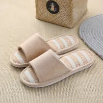 Couples Cozy Soft Solid Color Memory Foam Cotton Open Toe Slides Indoor House Winter Warm Home Slippers