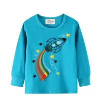 Toddler Boys Embroidery Rainbow Rocket Sweatshirts