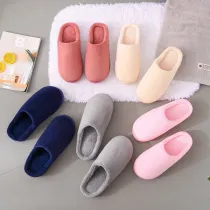 Couples Cozy Soft Solid Color Coral fleece Slides Indoor Home House Winter Warm Sole Slippers