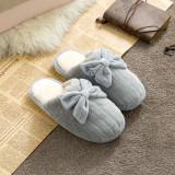 Couples Cozy Soft Plush Bow-knot Indoor Home House Winter Warm Slippers