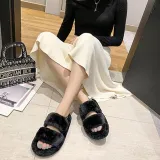 Cozy Soft Plush Fleece Open Toe Ticken Slingback Slides Indoor Outdoor House Winter Warm Slippers