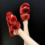 Cozy Soft Plush Fleece Open Toe Ticken Slingback Slides Indoor Outdoor House Winter Warm Slippers