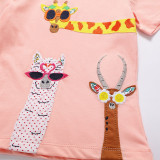 Toddle Girls Print Giraffes Cotton Pink T-shirt