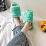 Cozy Soft Plush Fleece Open Toe Ticken Slingback Slides Indoor Outdoor House Winter Warm Slippers