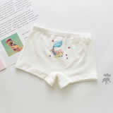Kid Girls 5 Packs Print Mermail Fish Seastars Boxer Briefs Cotton Underwear