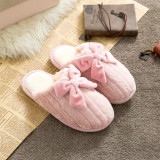 Couples Cozy Soft Plush Bow-knot Indoor Home House Winter Warm Slippers