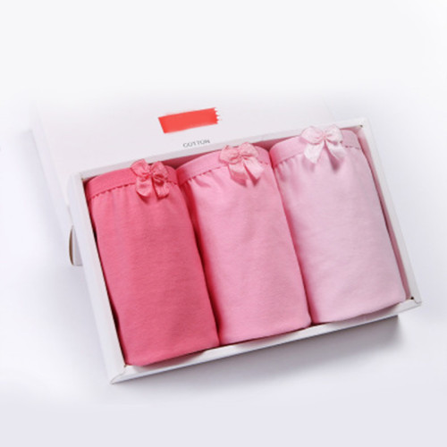 Kid Girls 3 Packs Pink Bowknot Brief Cotton Underwear