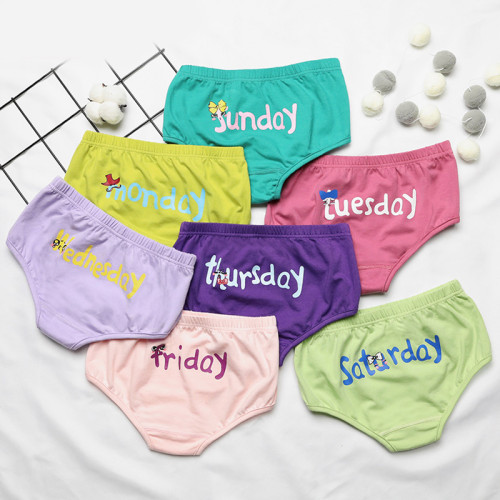 Kid Girls 7 Packs A Week Brief Cotton Underwear