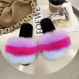 Cozy Soft Rainbow Matching Color Plush Fleece Open Toe Indoor Outdoor House Winter Warm Slippers
