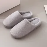 Couples Cozy Soft Solid Color Coral fleece Slides Indoor Home House Winter Warm Sole Slippers