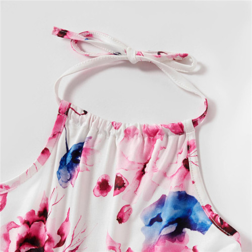 Mommy and Me Print Floral Backless Maxi Dress