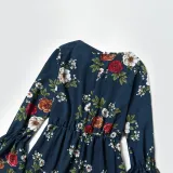Mommy and Me Matching Prints Flowers Ruffled Long Sleeve Jumpsuit Romper