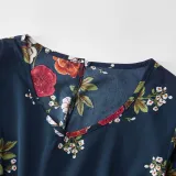 Mommy and Me Matching Prints Flowers Ruffled Long Sleeve Jumpsuit Romper