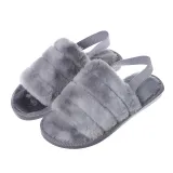 Cozy Soft Rainbow Plush Fleece Open Toe Slingback Slides Indoor Outdoor House Winter Warm Slippers