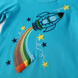 Toddler Boys Embroidery Rainbow Rocket Sweatshirts