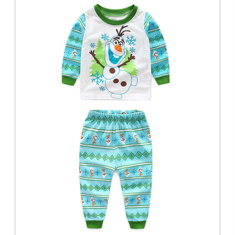 Toddler Boy Print Olaf Snowman Pajamas Sleepwear Long Sleeve Tee