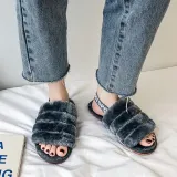 Cozy Soft Plush Fleece Open Toe Ticken Slingback Slides Indoor Outdoor House Winter Warm Slippers