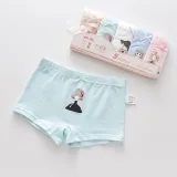 Kid Girls 5 Packs Print Little Girl Boxer Briefs Cotton Cartoon Underwear