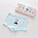 Kid Girls 5 Packs Print Little Girl Boxer Briefs Cotton Cartoon Underwear
