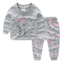 Toddler Girl Print PAW Pajamas Sleepwear Long Sleeve Tee & Dog Footprints Leggings 2 Pieces Sets