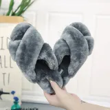 Cozy Soft Plush Fleece Cross Open Toe Slides Indoor Outdoor Winter Warm Slippers
