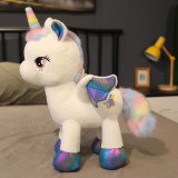 Rainbow Pony Doll Unicorn Angle Wing Stuffed Plush Dolls for Kids Gift