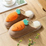 Couples Cozy Cute Soft Plush Carrot Slides Indoor Home House Winter Warm Slippers