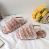 Cozy Soft Plush Fleece Open Toe Ticken Slingback Slides Indoor Outdoor House Winter Warm Slippers