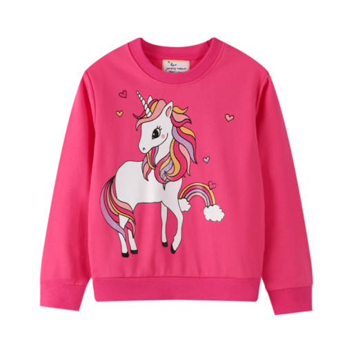 Toddler Girl Pink Unicorn Pattern Long Sleeve Sweatshirts