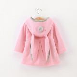 Toddler Kids Girl Rabbit Ears Windbreaker Cotton Hooded Outerwear Coats