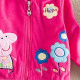 Toddler Kids Girl Print Peppa Pig Flowers Zipper Outerwear Coats