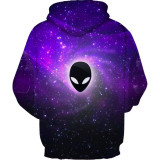 Toddler Kids Girl Boy 3D Print Purple Space Alien Ufo Hooded Sweatshirts