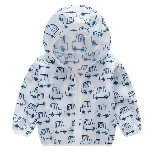 Toddler Kids Boy Print Cars Breathable Lightweight Sunscreen Outerwear Coats