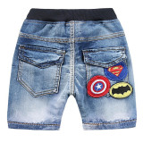 Toddler Boys Print Superman Spider Man Denim Summer Shorts