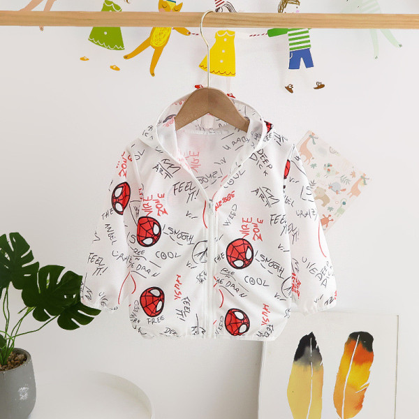 Toddler Kids Boy Print Spider Man Breathable Lightweight Sunscreen Outerwear Coats