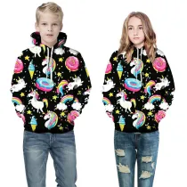 Toddler Kids Boy 3D Print Unicorn Hooded Sweatshirts